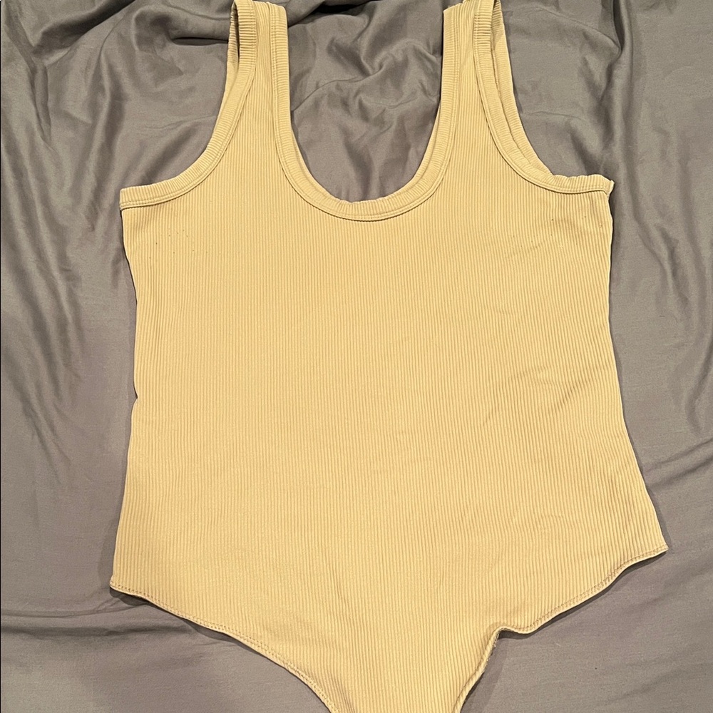 Abercrombie & Fitch Beige Ribbed Bodysuit